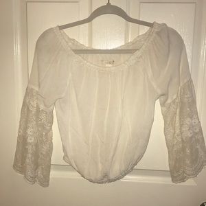 White lacey crop top